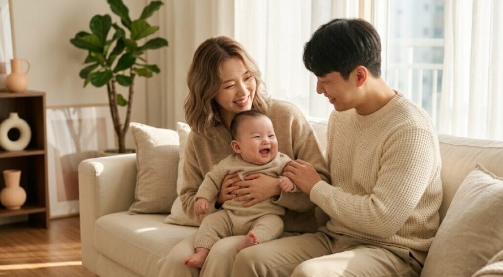 2026 부모급여와 육아휴직 지원 혜택을 받는 행복한 한국인 가족